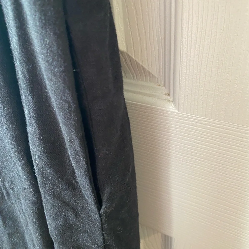 RESET by JANE‎ Black Linen Blend Lagenlook Square Neck Fit n Flare Midi Dress M